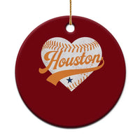 Houston Clutch City Ceramic Ornament Baseball Heart Varsity Script Vintage Sports Fans