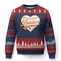 Houston Clutch City Ugly Christmas Sweater Baseball Heart Varsity Script Vintage Sports Fans