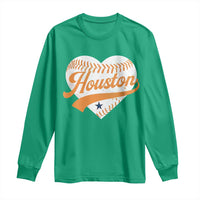 Houston Clutch City Long Sleeve Shirt Baseball Heart Varsity Script Vintage Sports Fans