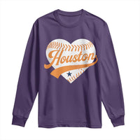 Houston Clutch City Long Sleeve Shirt Baseball Heart Varsity Script Vintage Sports Fans
