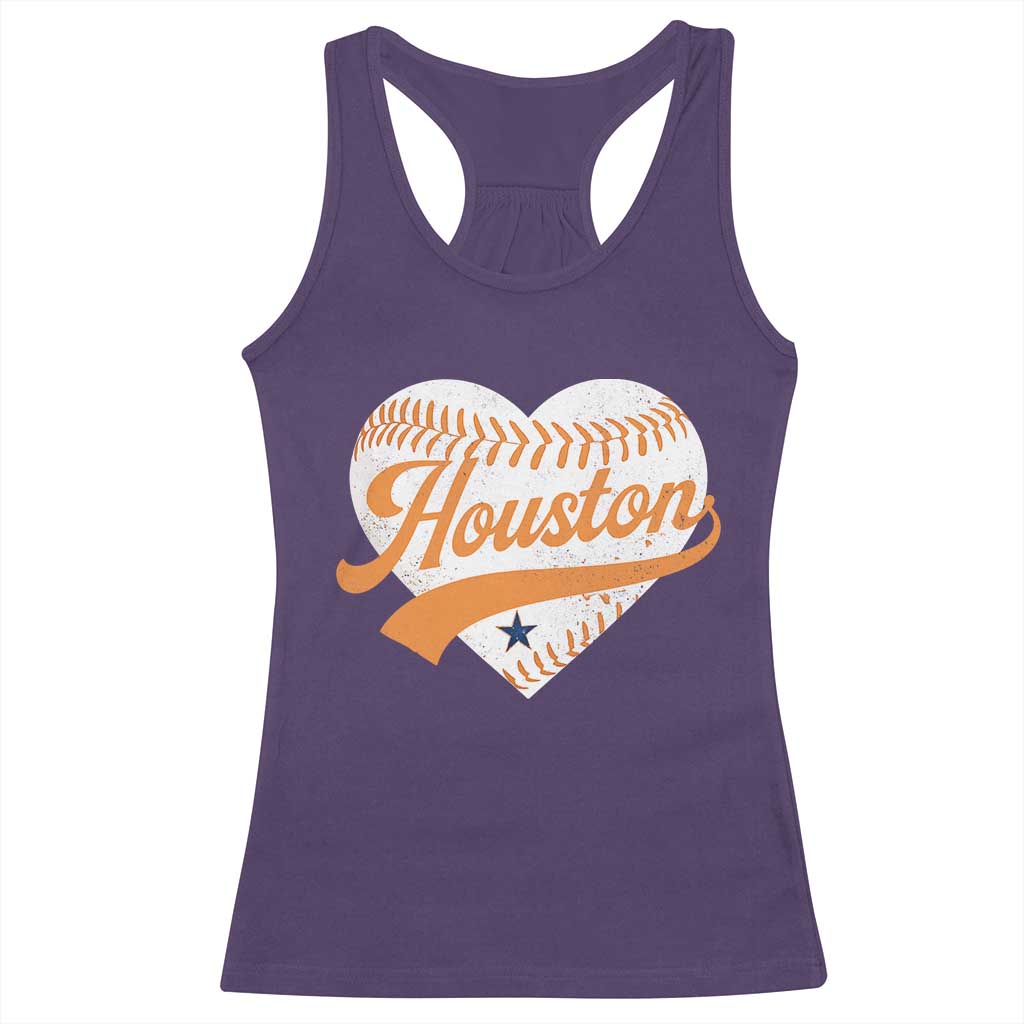 Houston Clutch City Racerback Tank Top Baseball Heart Varsity Script Vintage Sports Fans