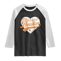 Houston Clutch City Raglan Shirt Baseball Heart Varsity Script Vintage Sports Fans
