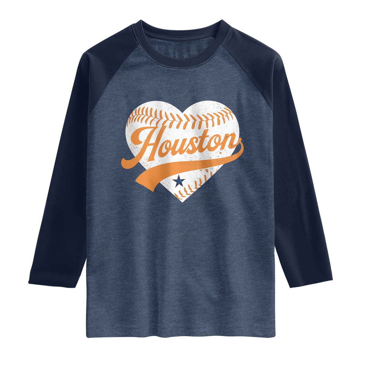 Houston Clutch City Raglan Shirt Baseball Heart Varsity Script Vintage Sports Fans