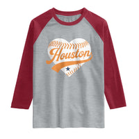 Houston Clutch City Raglan Shirt Baseball Heart Varsity Script Vintage Sports Fans