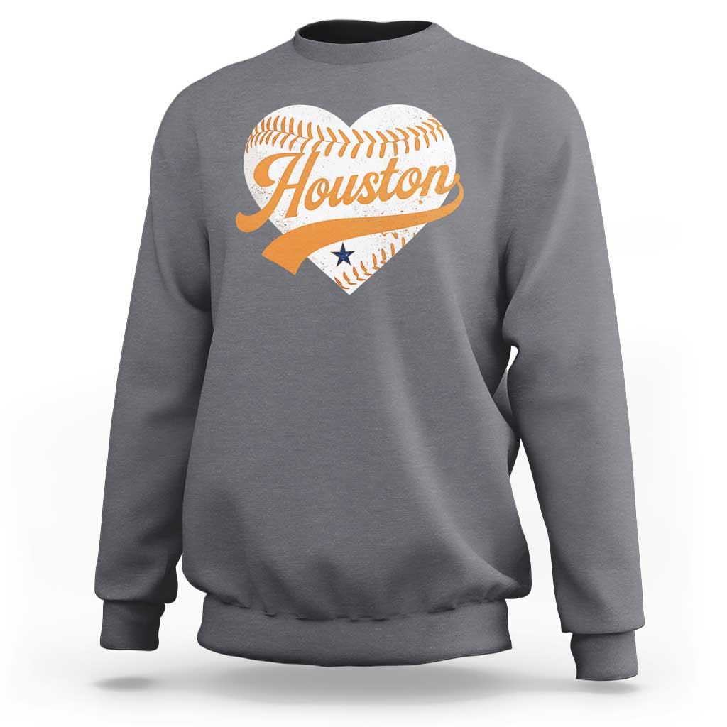 Houston Clutch City Sweatshirt Baseball Heart Varsity Script Vintage Sports Fans