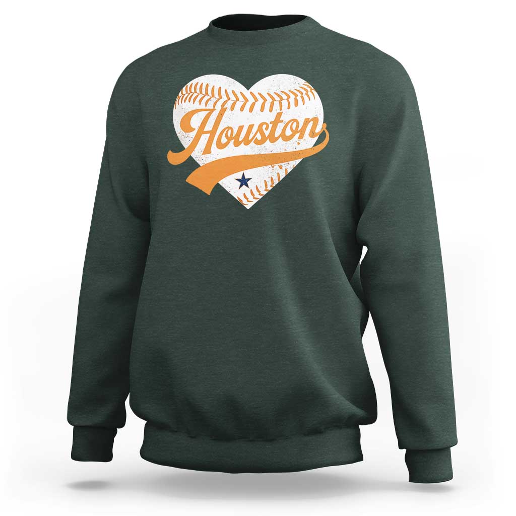 Houston Clutch City Sweatshirt Baseball Heart Varsity Script Vintage Sports Fans