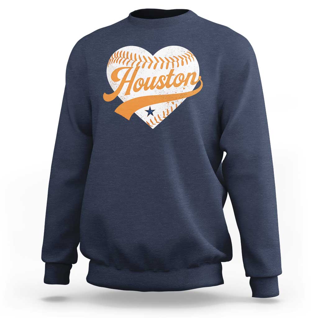 Houston Clutch City Sweatshirt Baseball Heart Varsity Script Vintage Sports Fans