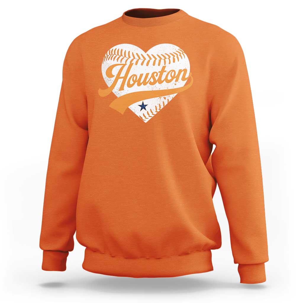 Houston Clutch City Sweatshirt Baseball Heart Varsity Script Vintage Sports Fans