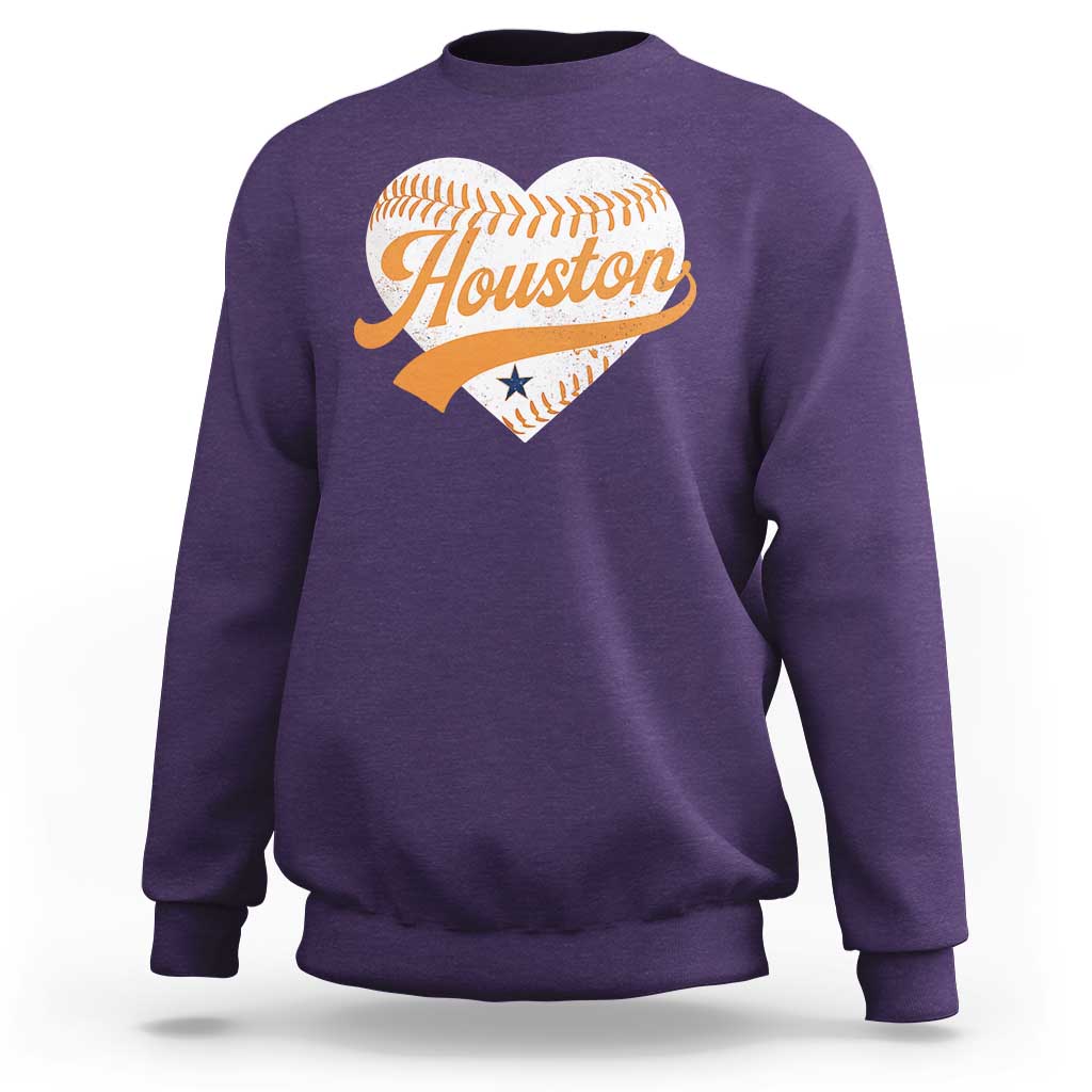 Houston Clutch City Sweatshirt Baseball Heart Varsity Script Vintage Sports Fans