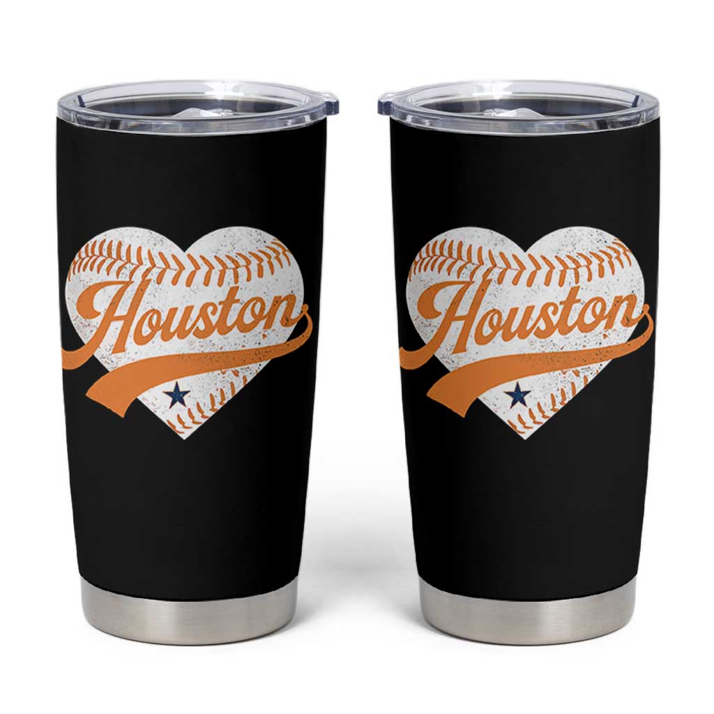 Houston Clutch City Tumbler Cup Baseball Heart Varsity Script Vintage Sports Fans