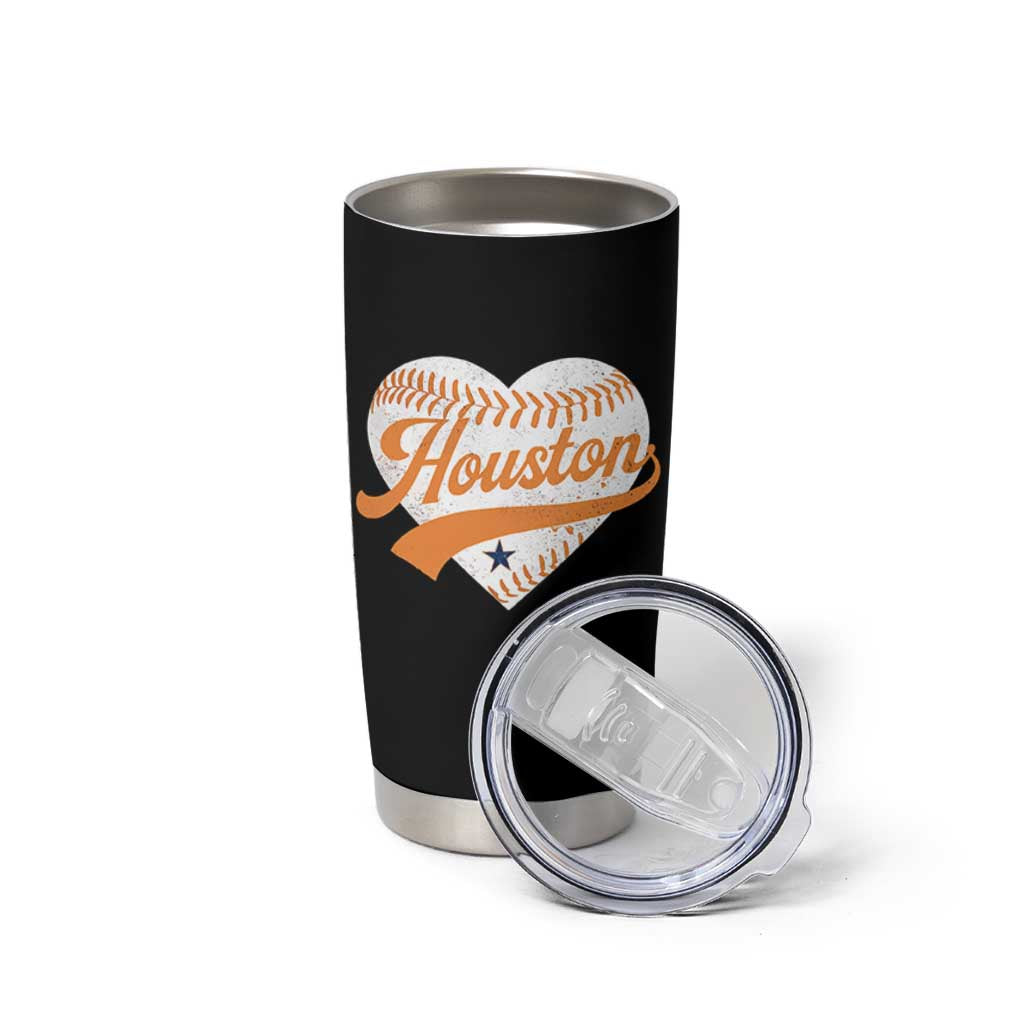 Houston Clutch City Tumbler Cup Baseball Heart Varsity Script Vintage Sports Fans