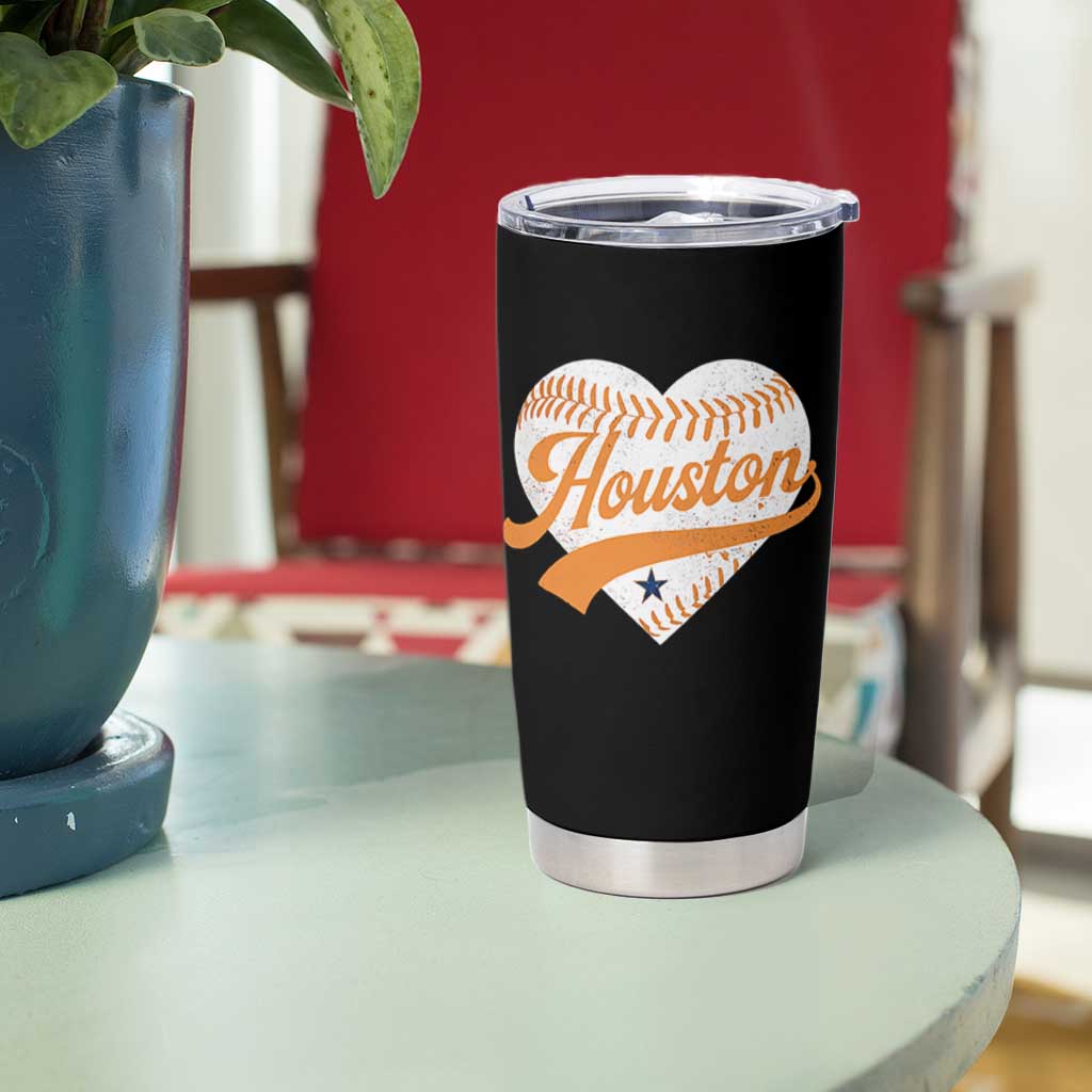 Houston Clutch City Tumbler Cup Baseball Heart Varsity Script Vintage Sports Fans