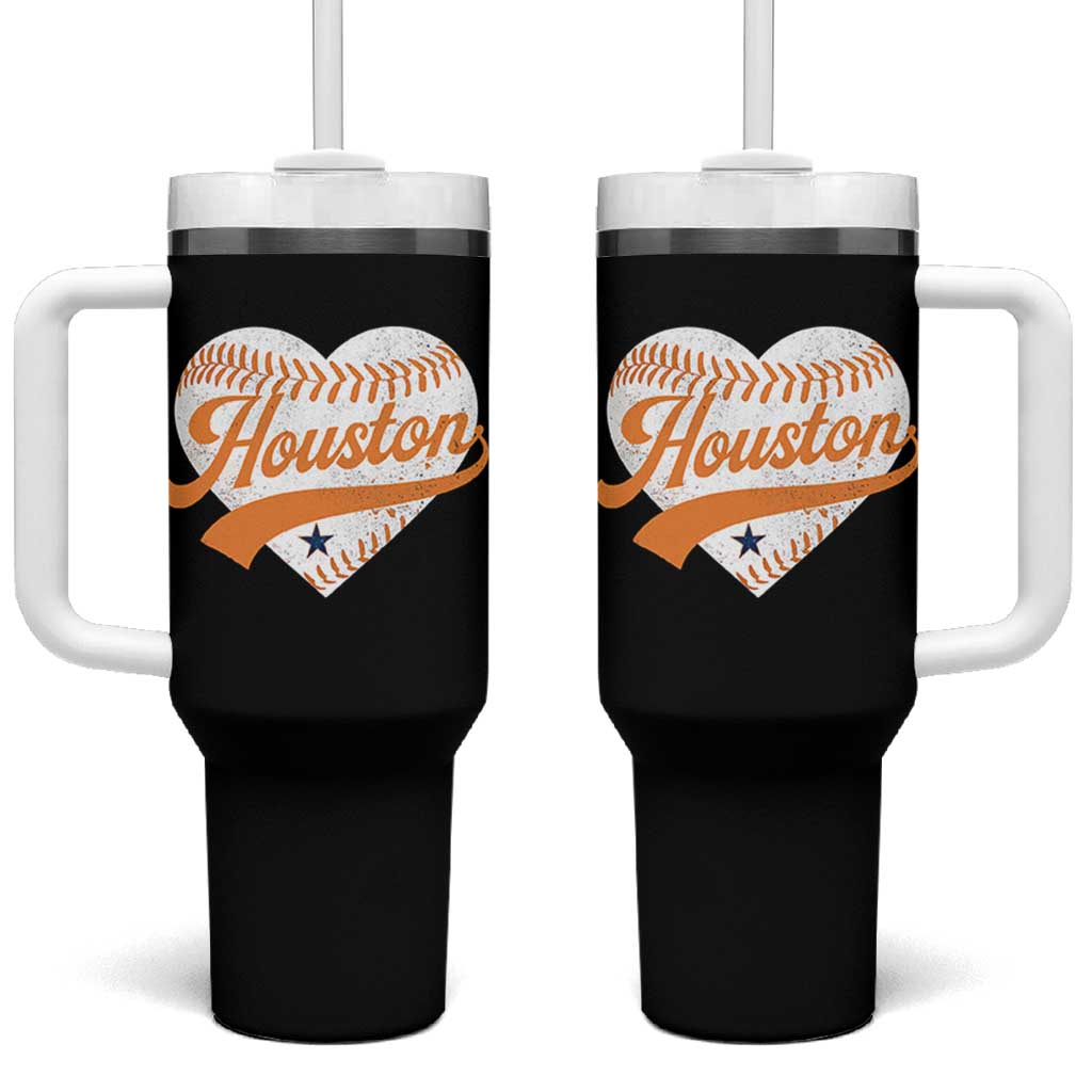 Houston Clutch City Tumbler With Handle Baseball Heart Varsity Script Vintage Sports Fans