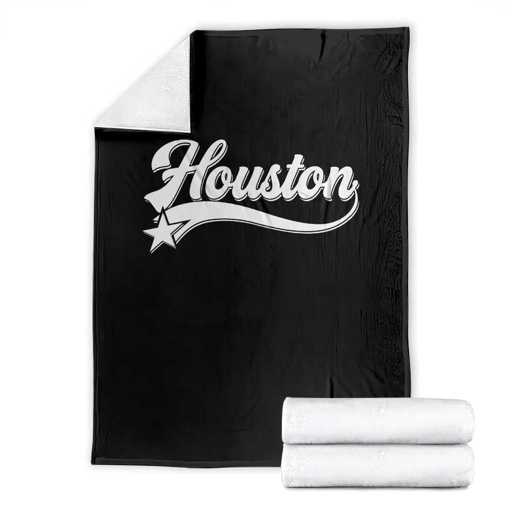 Retro Houston Throw Blanket Varsity Script Vintage Sports Jersey Style 80s 90s