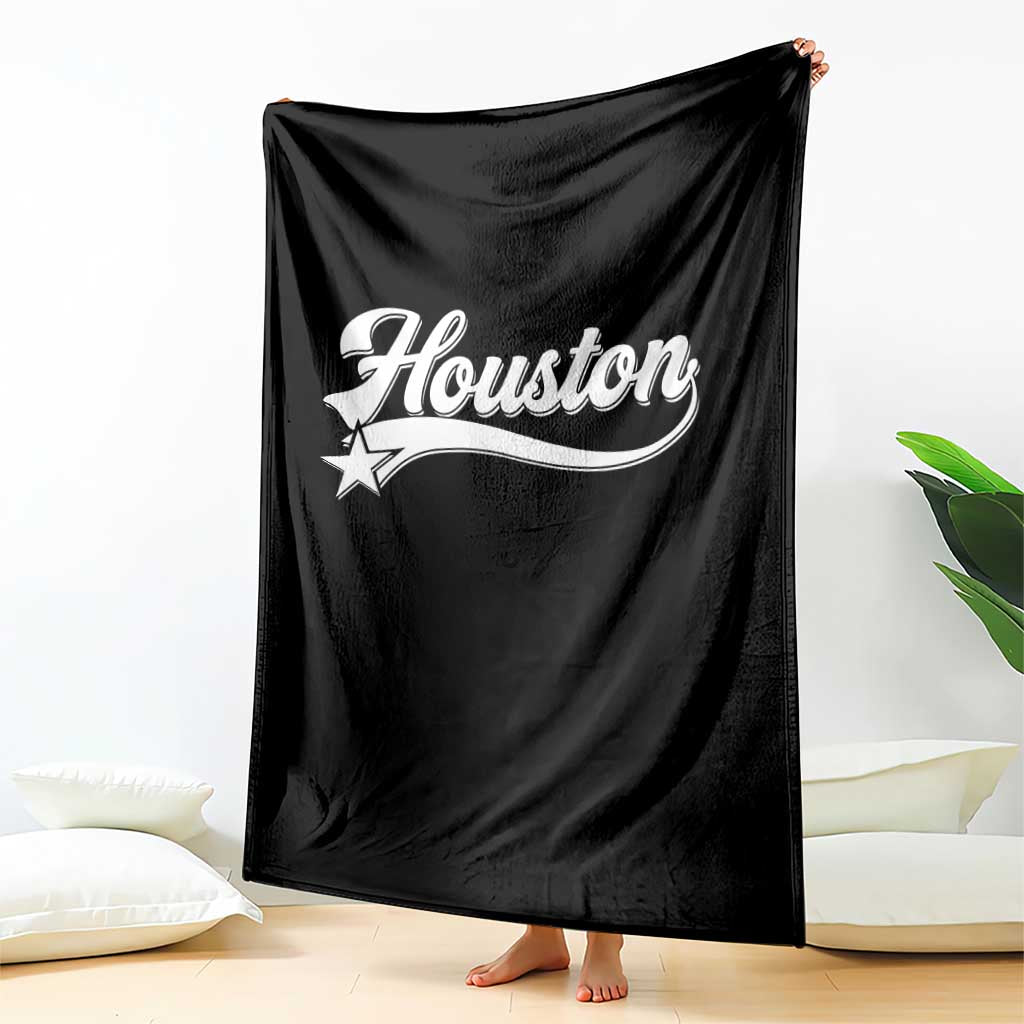 Retro Houston Throw Blanket Varsity Script Vintage Sports Jersey Style 80s 90s