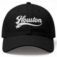 Retro Houston Baseball Cap Varsity Script Vintage Sports Jersey Style 80s 90s