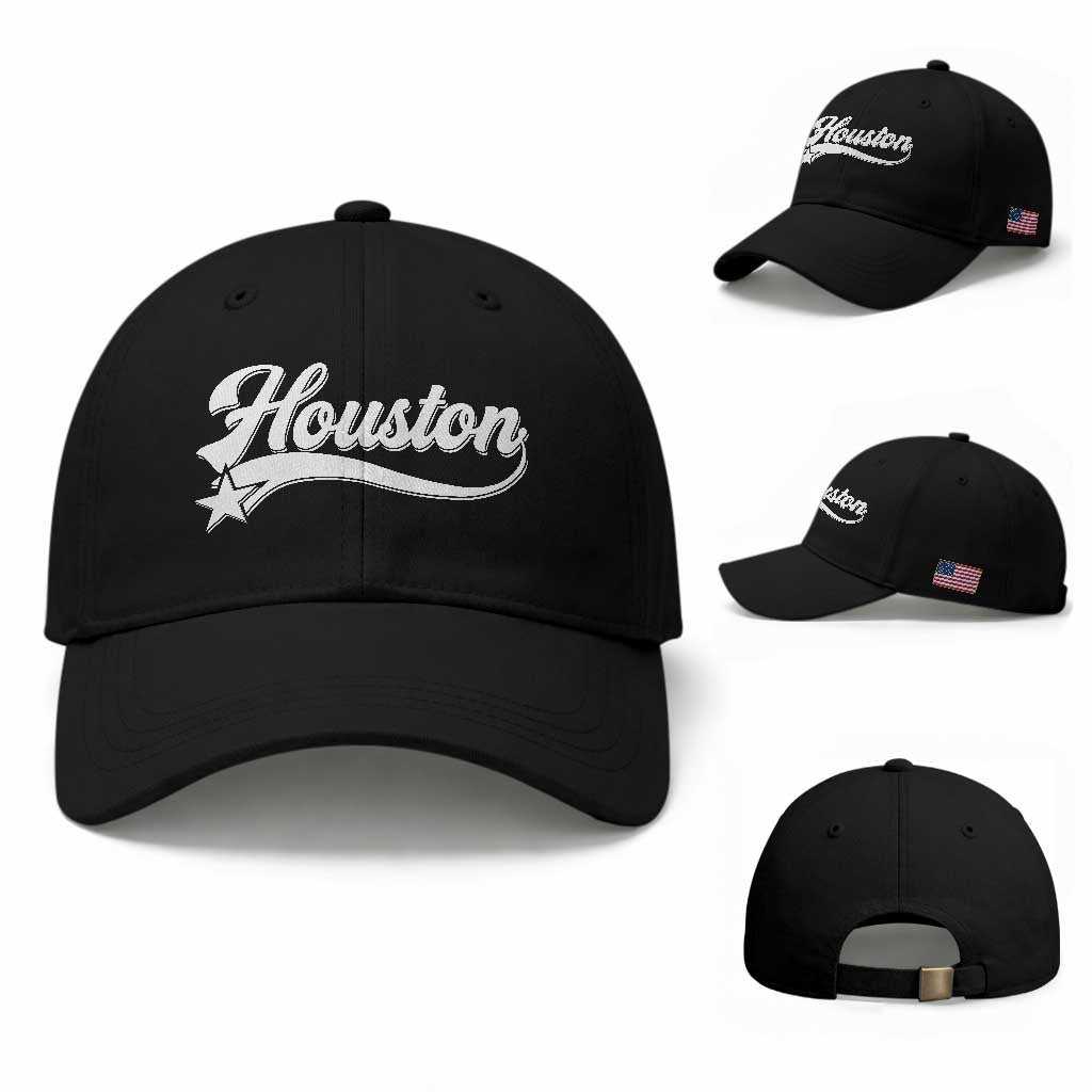 Retro Houston Baseball Cap Varsity Script Vintage Sports Jersey Style 80s 90s
