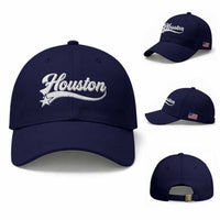 Retro Houston Baseball Cap Varsity Script Vintage Sports Jersey Style 80s 90s