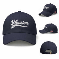 Retro Houston Baseball Cap Varsity Script Vintage Sports Jersey Style 80s 90s