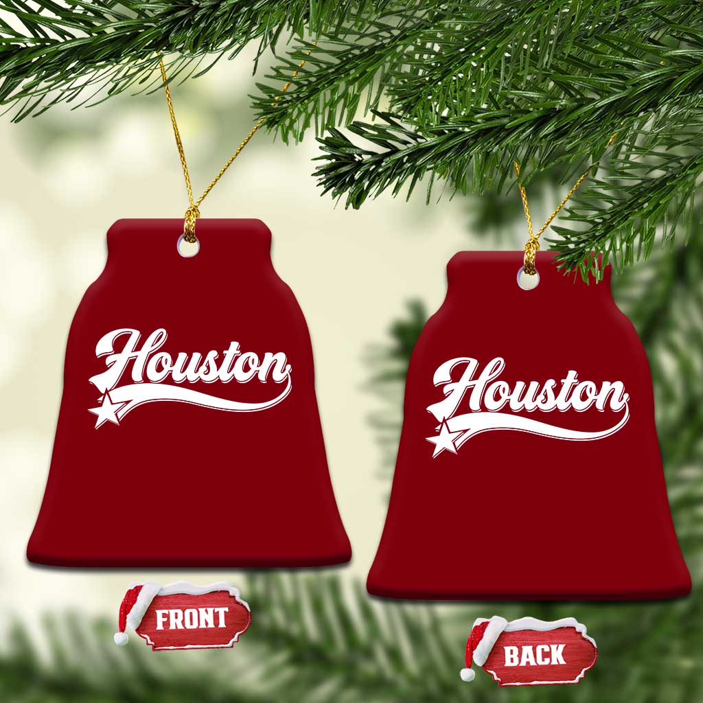 Retro Houston Ceramic Ornament Varsity Script Vintage Sports Jersey Style 80s 90s