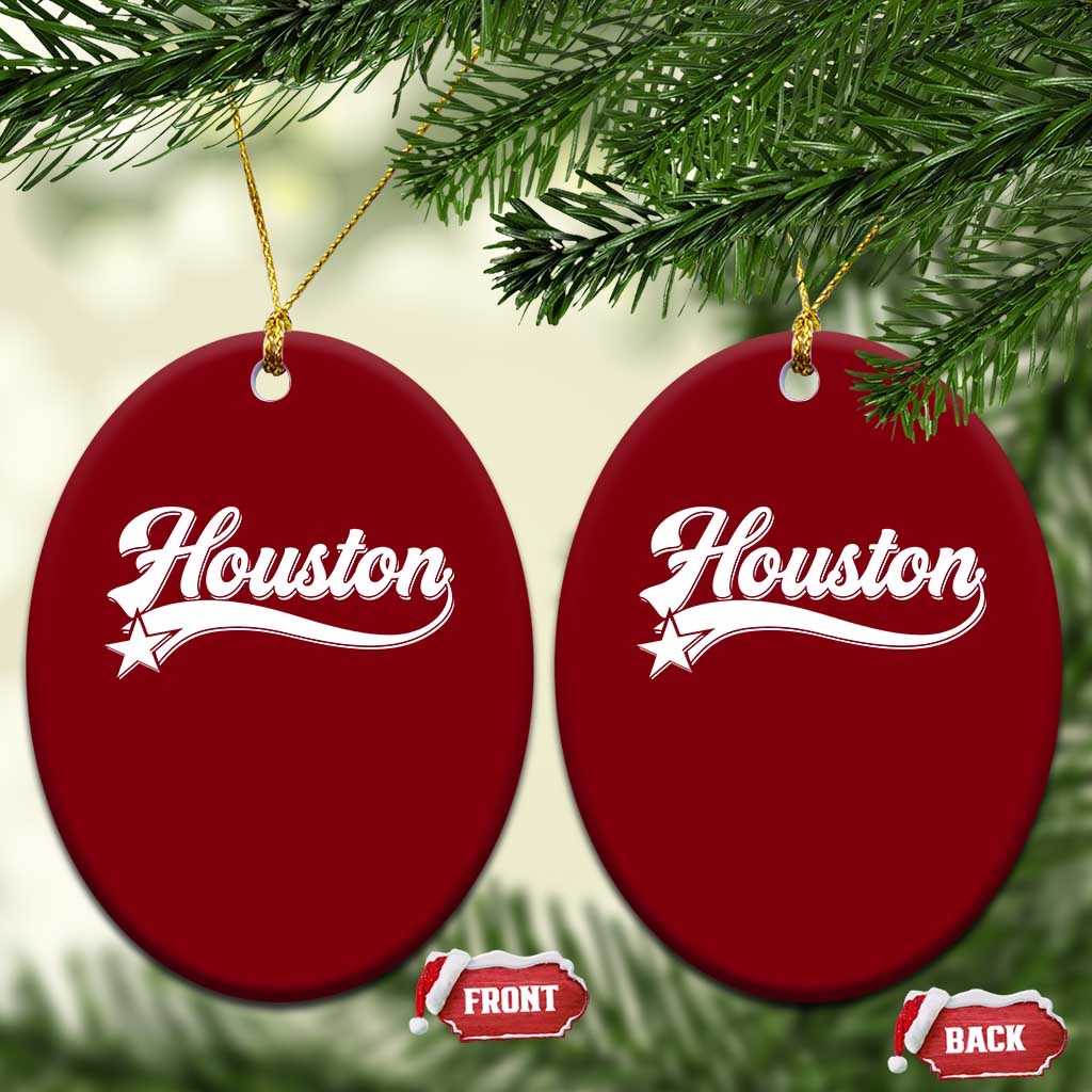 Retro Houston Ceramic Ornament Varsity Script Vintage Sports Jersey Style 80s 90s