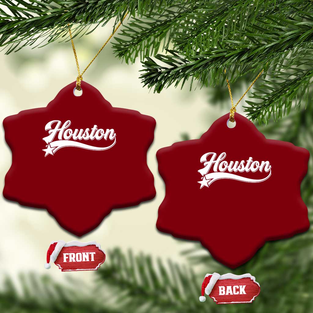 Retro Houston Ceramic Ornament Varsity Script Vintage Sports Jersey Style 80s 90s