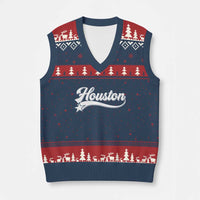 Retro Houston V-Neck Knit Sweater Vest Varsity Script Vintage Sports Jersey Style 80s 90s