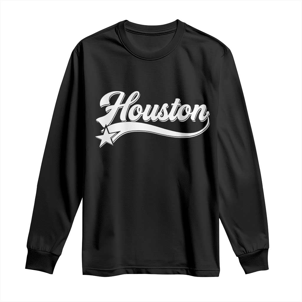 Retro Houston Long Sleeve Shirt Varsity Script Vintage Sports Jersey Style 80s 90s