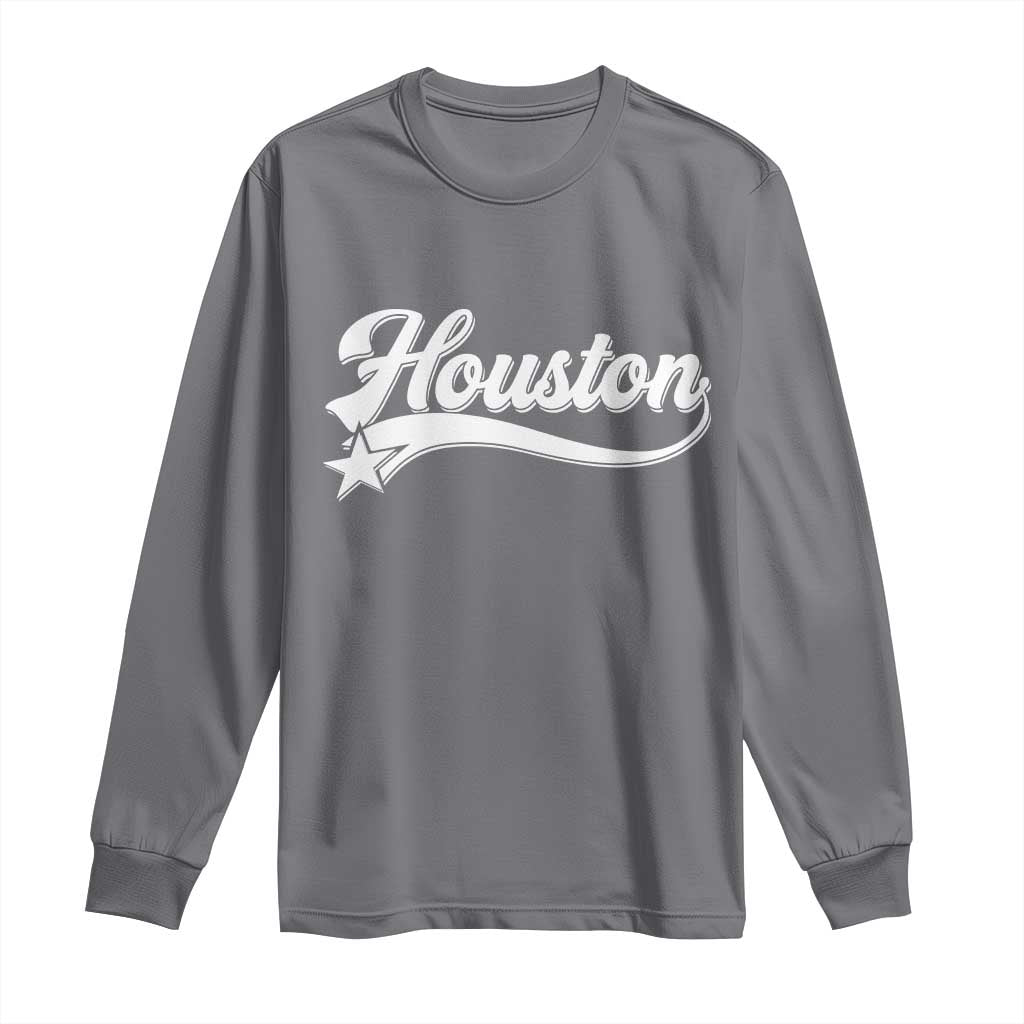 Retro Houston Long Sleeve Shirt Varsity Script Vintage Sports Jersey Style 80s 90s