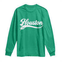 Retro Houston Long Sleeve Shirt Varsity Script Vintage Sports Jersey Style 80s 90s