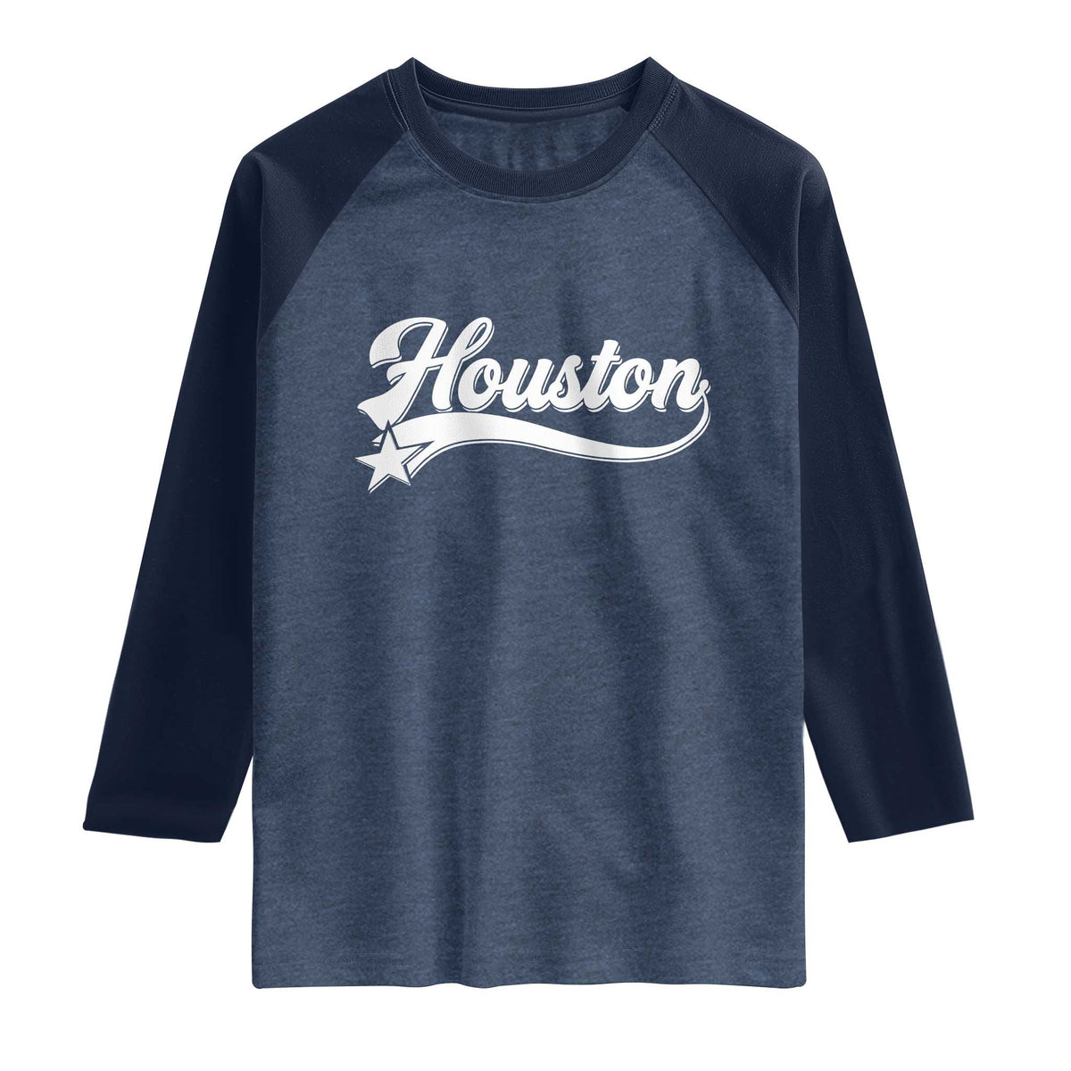 Retro Houston Raglan Shirt Varsity Script Vintage Sports Jersey Style 80s 90s