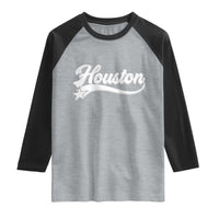 Retro Houston Raglan Shirt Varsity Script Vintage Sports Jersey Style 80s 90s