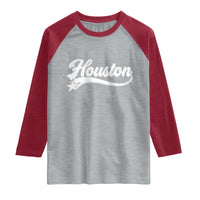 Retro Houston Raglan Shirt Varsity Script Vintage Sports Jersey Style 80s 90s