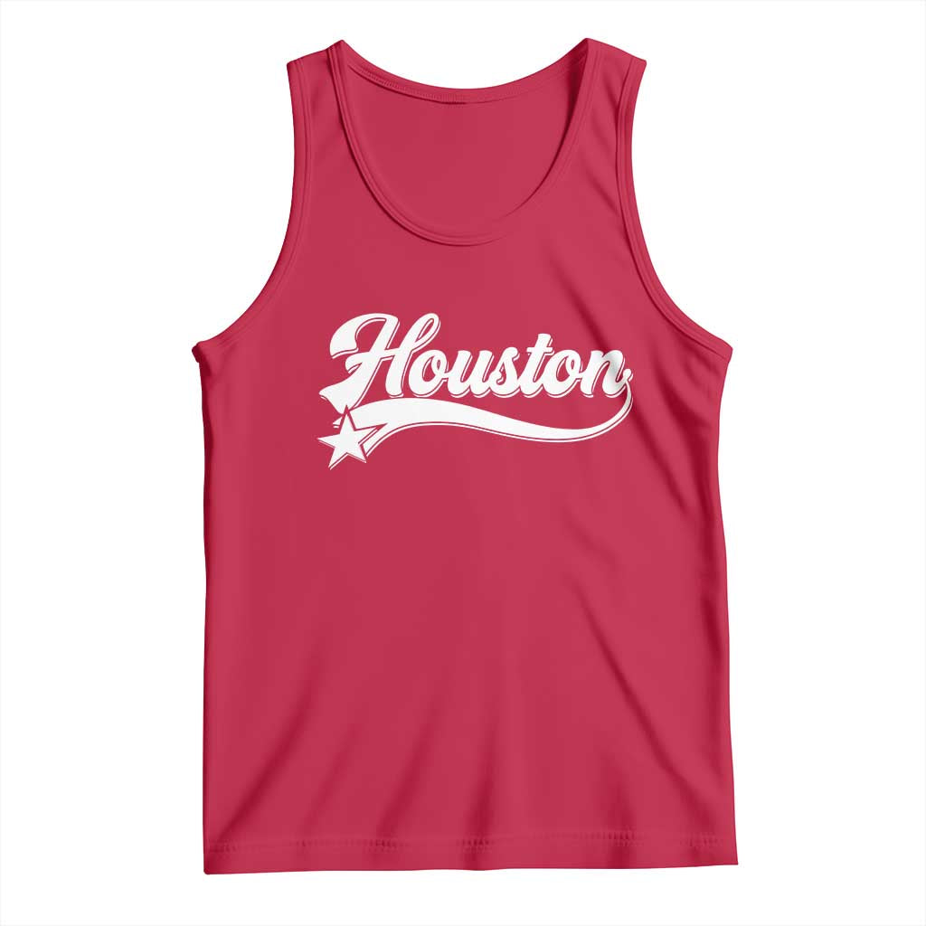 Retro Houston Tank Top Varsity Script Vintage Sports Jersey Style 80s 90s
