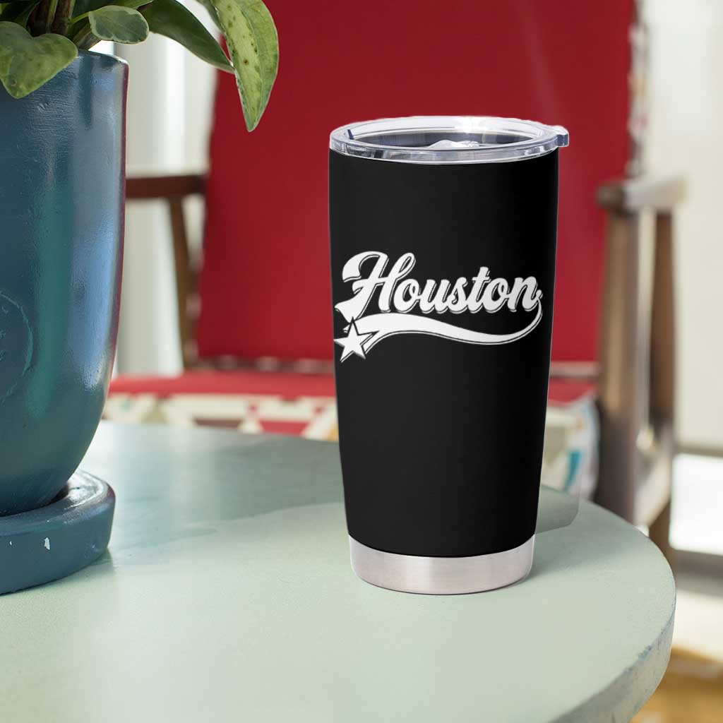 Retro Houston Tumbler Cup Varsity Script Vintage Sports Jersey Style 80s 90s