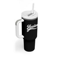 Retro Houston Tumbler With Handle Varsity Script Vintage Sports Jersey Style 80s 90s
