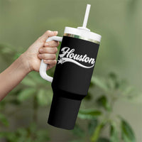 Retro Houston Tumbler With Handle Varsity Script Vintage Sports Jersey Style 80s 90s