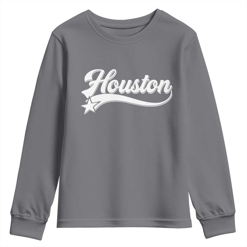 Retro Houston Youth Sweatshirt Varsity Script Vintage Sports Jersey Style 80s 90s