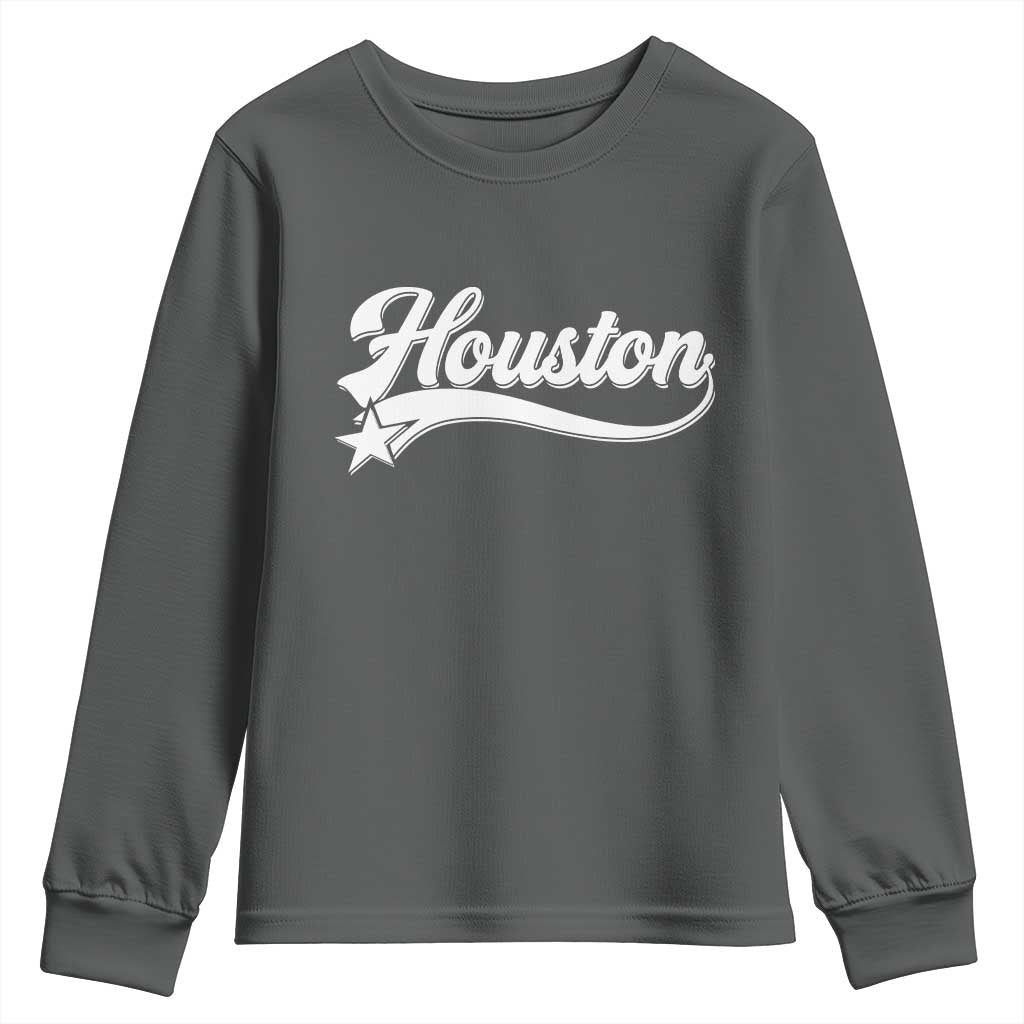 Retro Houston Youth Sweatshirt Varsity Script Vintage Sports Jersey Style 80s 90s