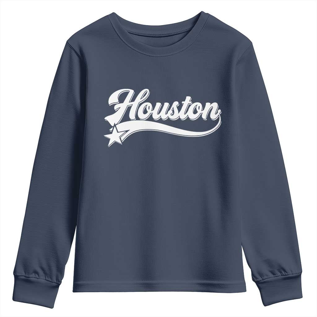 Retro Houston Youth Sweatshirt Varsity Script Vintage Sports Jersey Style 80s 90s