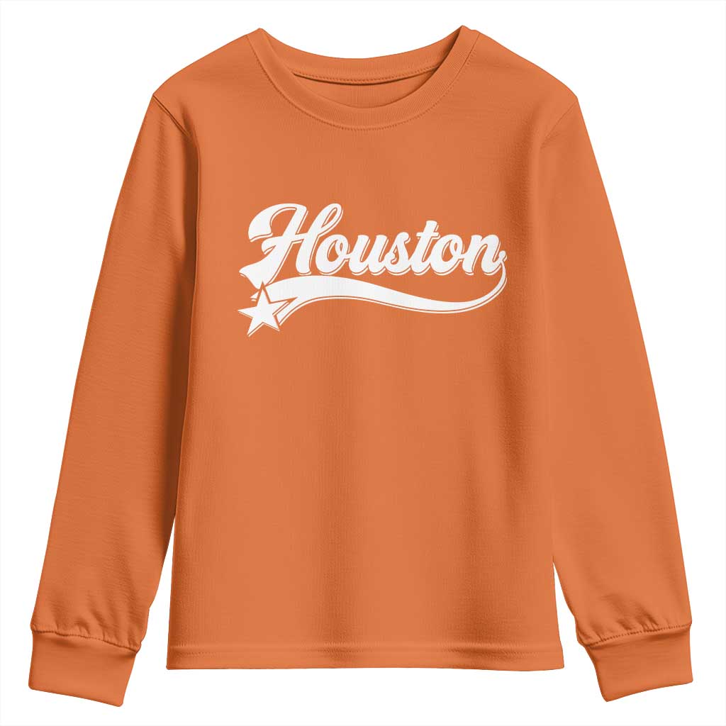 Retro Houston Youth Sweatshirt Varsity Script Vintage Sports Jersey Style 80s 90s