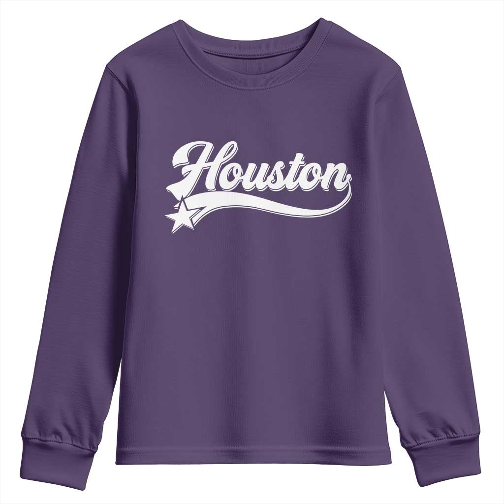 Retro Houston Youth Sweatshirt Varsity Script Vintage Sports Jersey Style 80s 90s