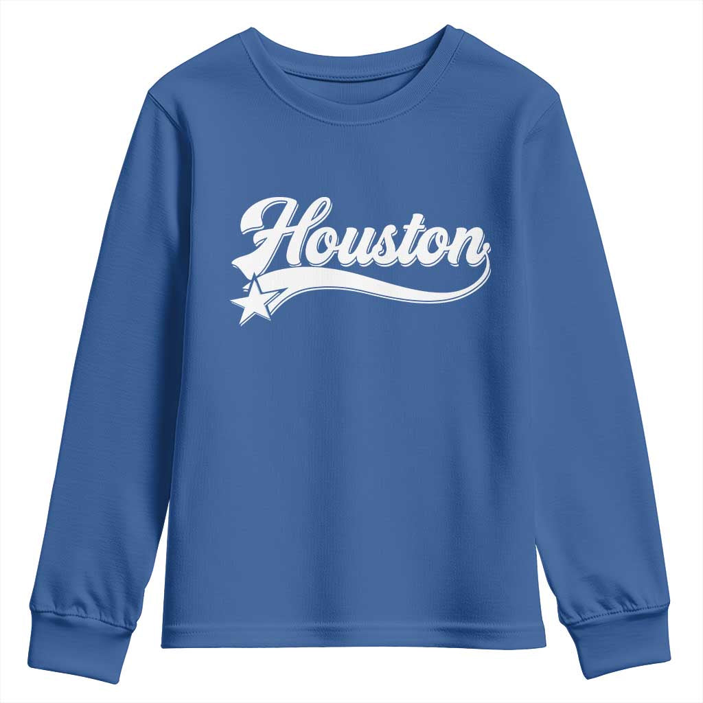Retro Houston Youth Sweatshirt Varsity Script Vintage Sports Jersey Style 80s 90s