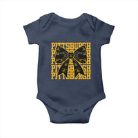 Pittsburgh Coquette Bow Baby Onesie Retro Sports Style Pirate Skull