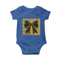 Pittsburgh Coquette Bow Baby Onesie Retro Sports Style Pirate Skull