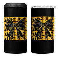 Pittsburgh Coquette Bow 4 in 1 Can Cooler Tumbler Retro Sports Style Pirate Skull