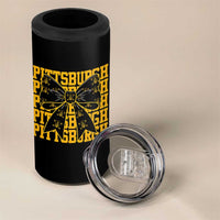 Pittsburgh Coquette Bow 4 in 1 Can Cooler Tumbler Retro Sports Style Pirate Skull