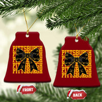 Pittsburgh Coquette Bow Ceramic Ornament Retro Sports Style Pirate Skull