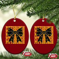Pittsburgh Coquette Bow Ceramic Ornament Retro Sports Style Pirate Skull