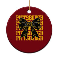 Pittsburgh Coquette Bow Ceramic Ornament Retro Sports Style Pirate Skull
